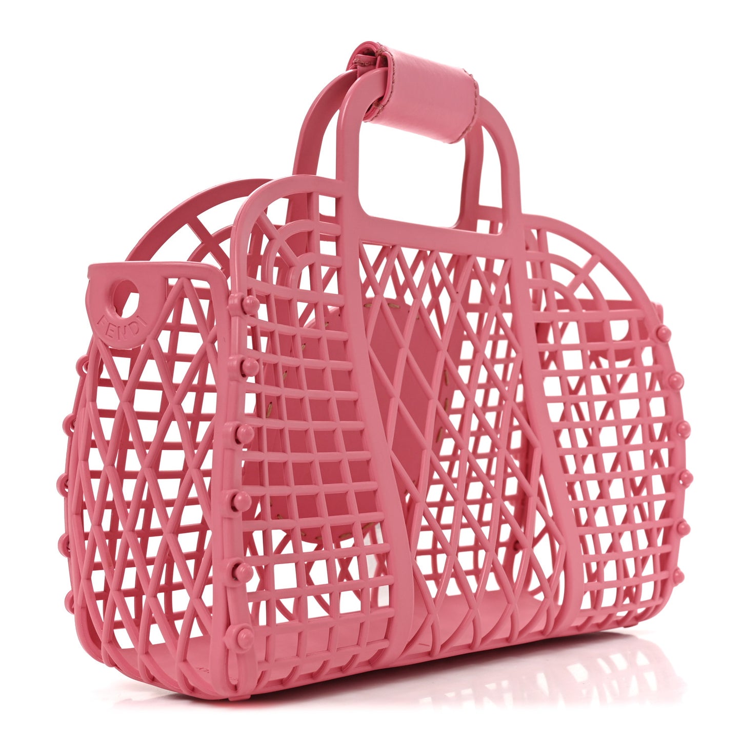 Recycled Plastic Vitello Liberty Matte Small Fendi Basket Rosa
