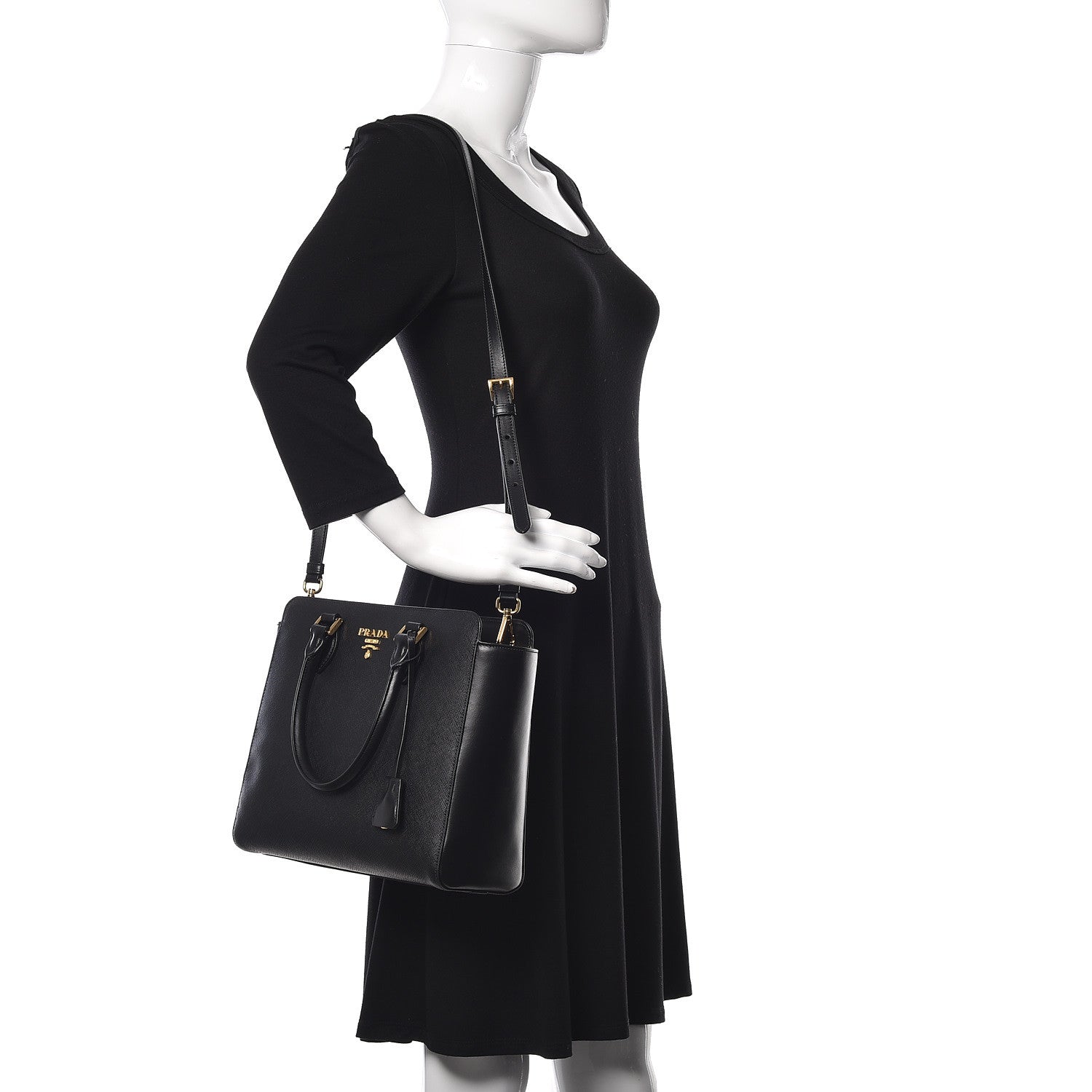 Prada Saffiano Soft Calfskin Zippered Tote Black 2 of 13
