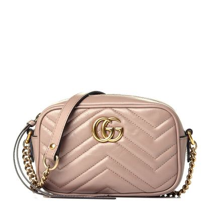 Gucci Calfskin Matelasse Mini GG Marmont Chain Shoulder Bag Porcelain Rose 3 of 17