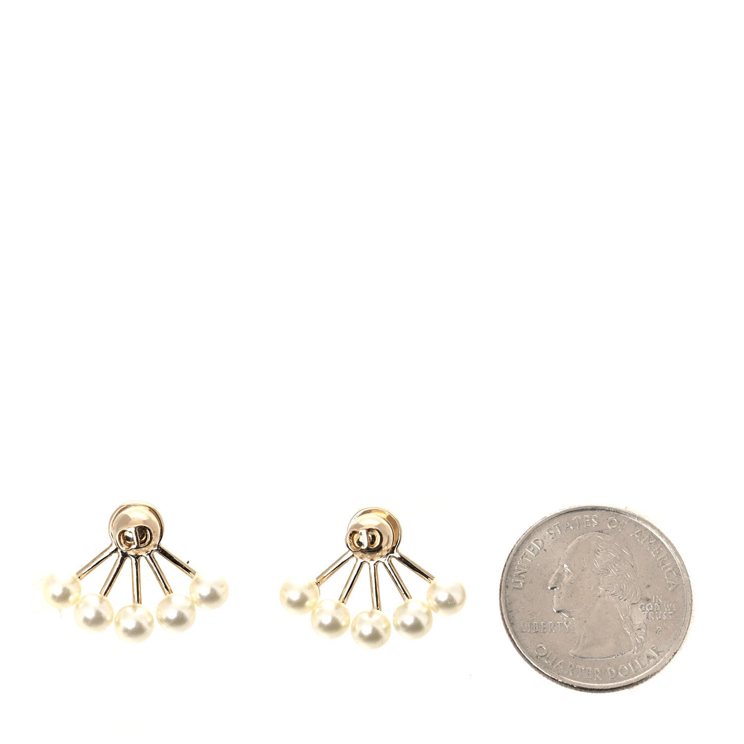 Christian Dior Pearl Petite CD Earrings Gold 2 of 4