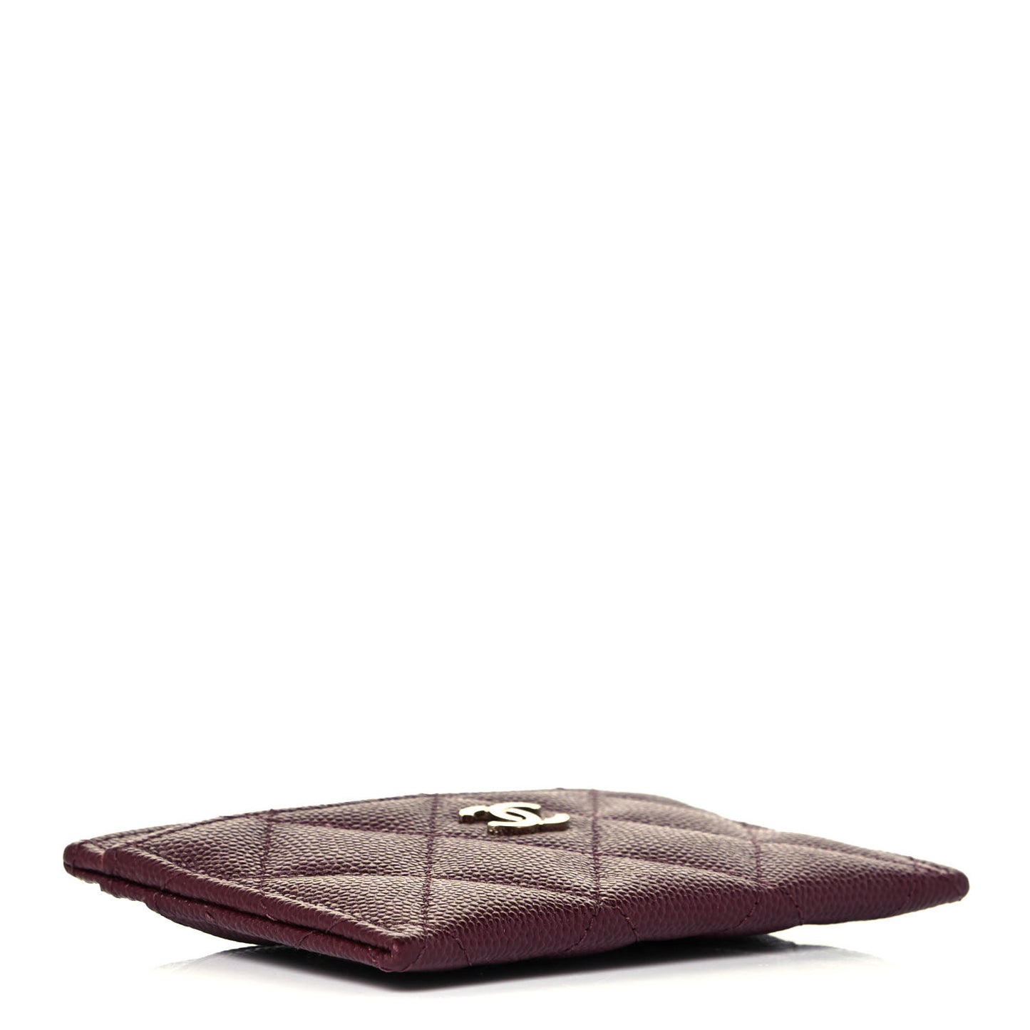 Caviar Quilted Card Holder Burgundy