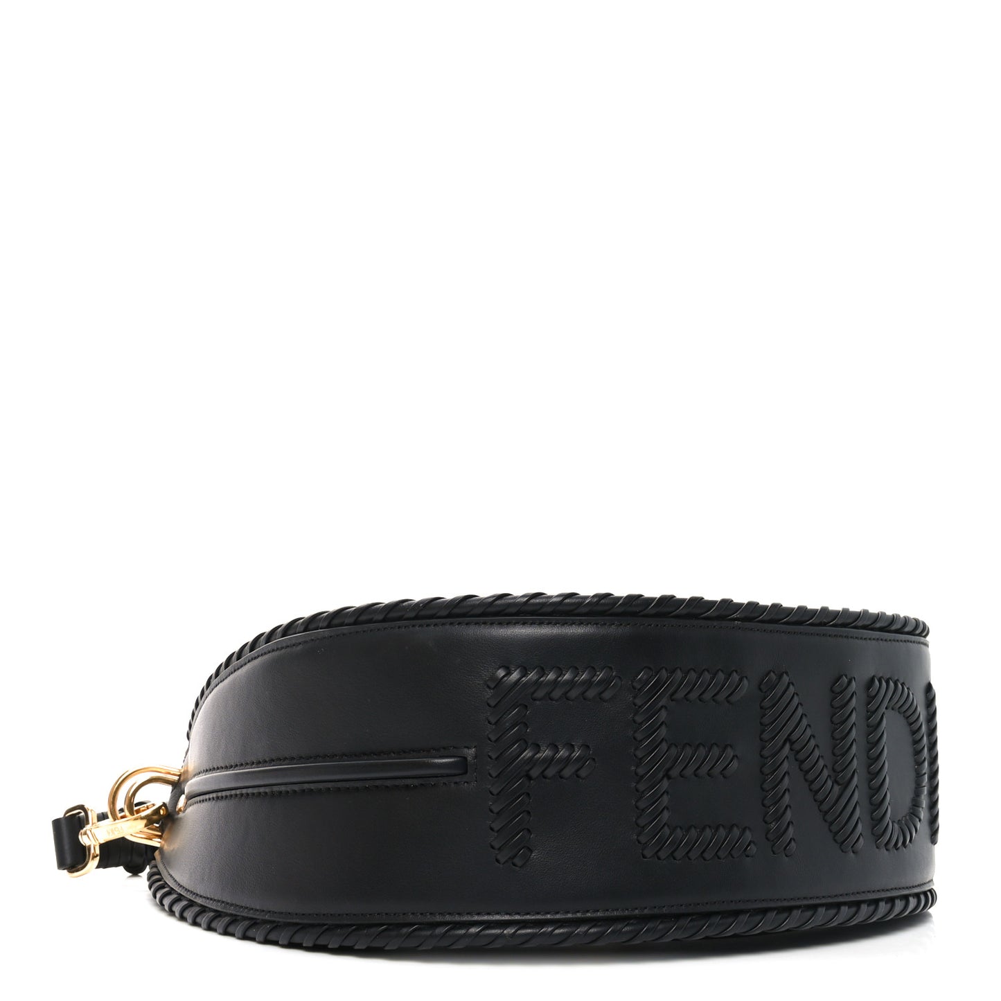 Vitello Grace Matte Whipstitch Small Fendigraphy Hobo Bag Black