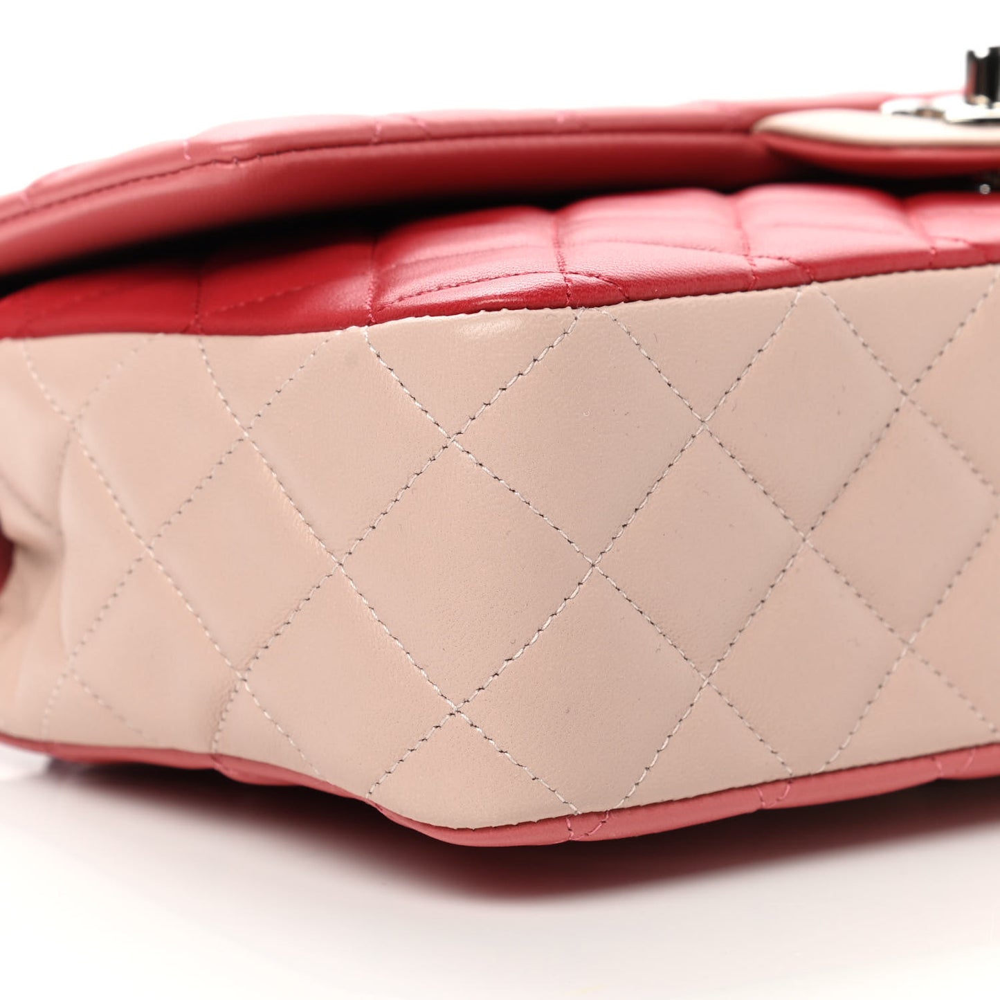 Lambskin Quilted Tri-Color Medium Valentine Charms Single Flap Pink