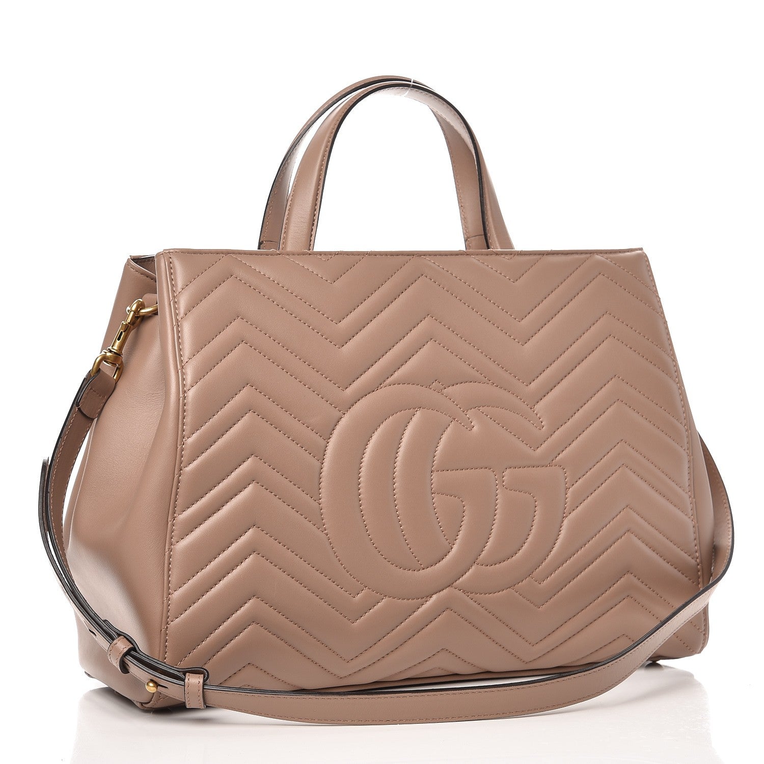 Gucci Calfskin Matelasse Medium GG Marmont Tote Porcelain Rose 3 of 7