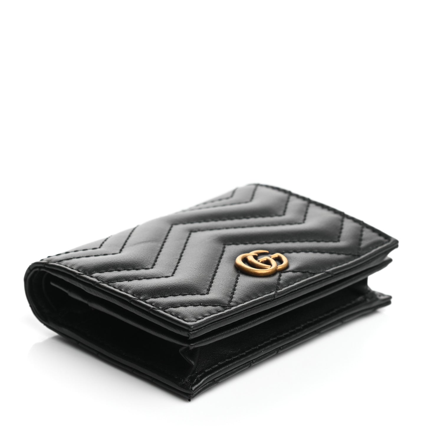 Calfskin Matelasse GG Marmont Card Case Wallet Black