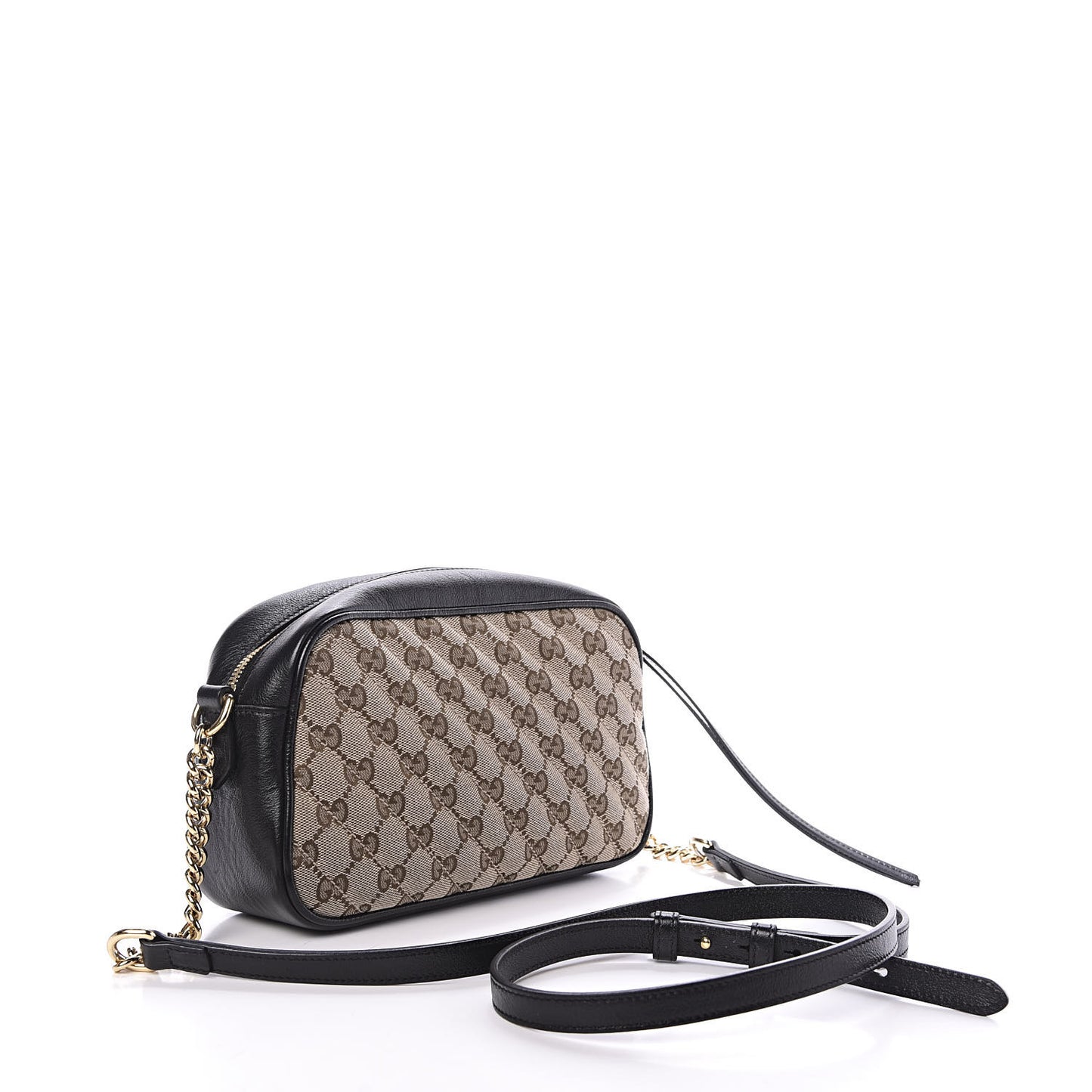 Monogram Matelasse Diagonal Small GG Marmont Chain Shoulder Bag Beige Black