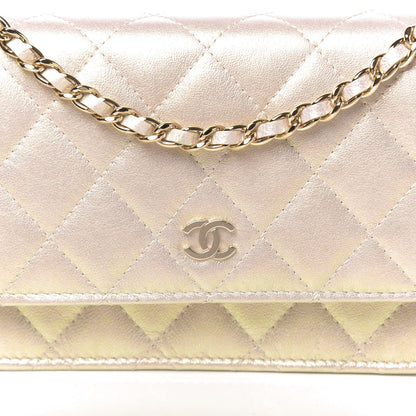 Chanel Iridescent Lambskin Quilted Mini Wallet On Chain WOC Ivory 11 of 12