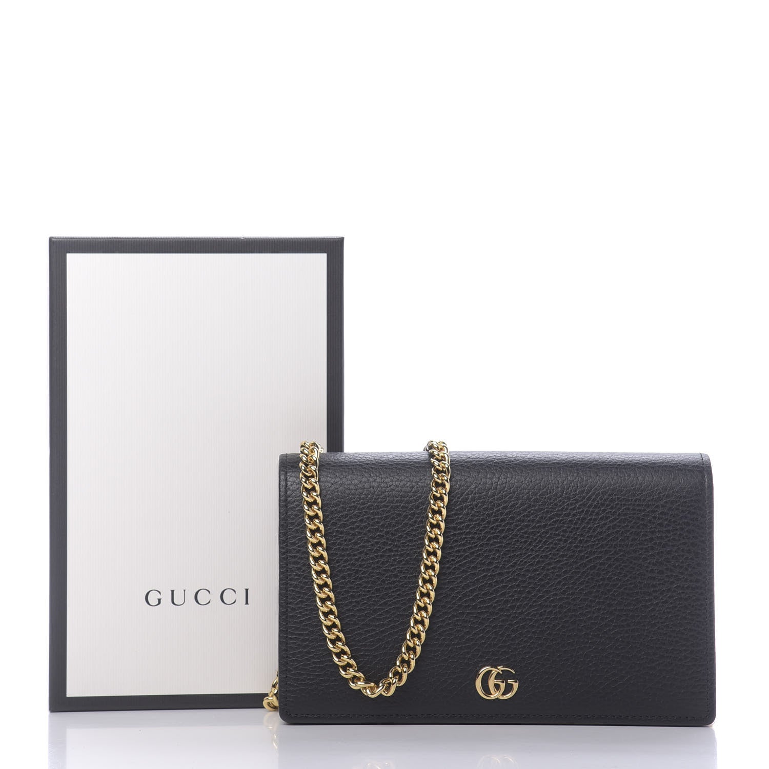 Gucci Calfskin Mini GG Marmont Chain Wallet Black 10 of 10