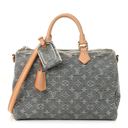 Louis Vuitton Monogram Denim Speedy Soft 30 Washed Gray 1 of 10