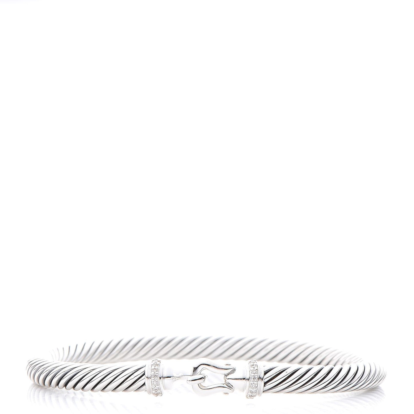 Sterling Silver Diamond 5mm Cable Buckle Bracelet