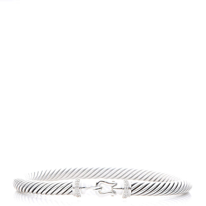 David Yurman Sterling Silver Diamond 5mm Cable Buckle Bracelet 1 of 4