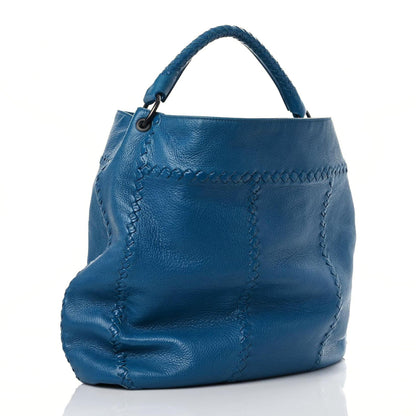 Bottega Veneta Washed Cervo Deerskin Large Hobo Blue 2 of 18