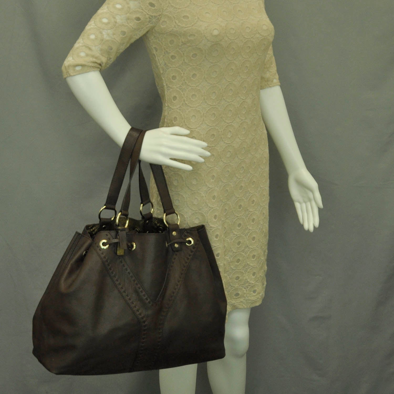 Saint Laurent Leather Reversible Double Sac Y Tote Gold Brown 10 of 17