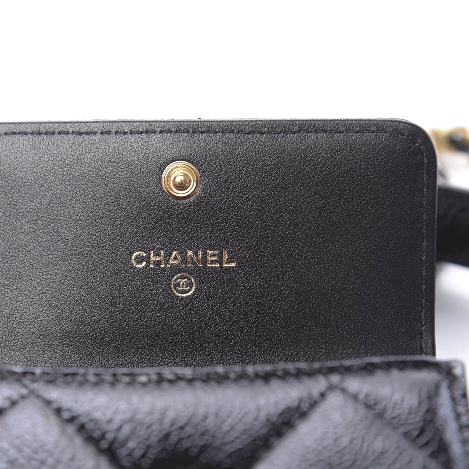 Chanel Shiny Crumpled Calfskin Quilted Chanel 19 Flap Coin Purse With Chain Black 6 of 12