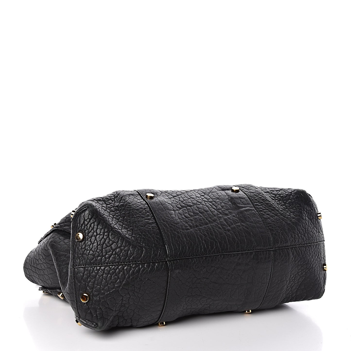 Grained Calfskin Studded Lockett Shopper Tote Black