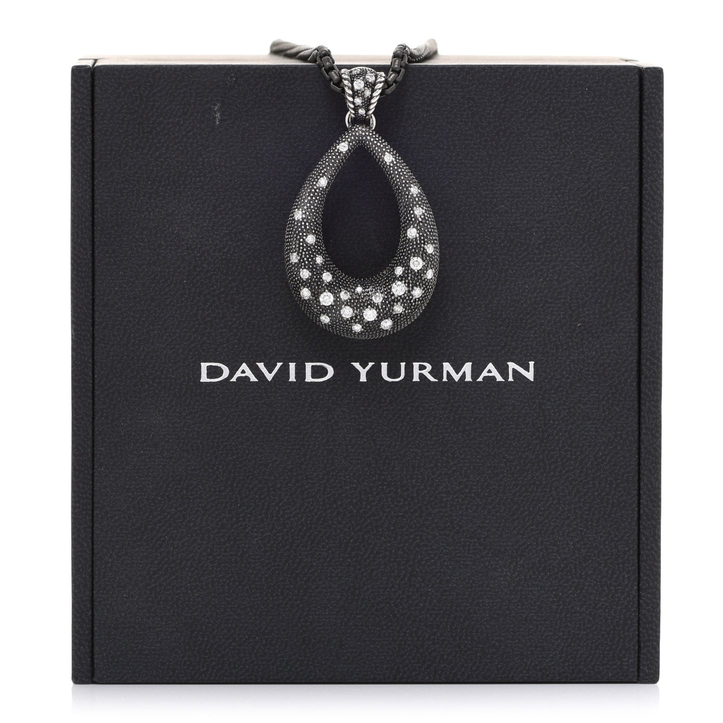 Sterling Silver Diamond Midnight Melange Teardrop Pendant Necklace