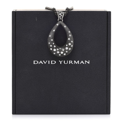 David Yurman Sterling Silver Diamond Midnight Melange Teardrop Pendant Necklace 7 of 7