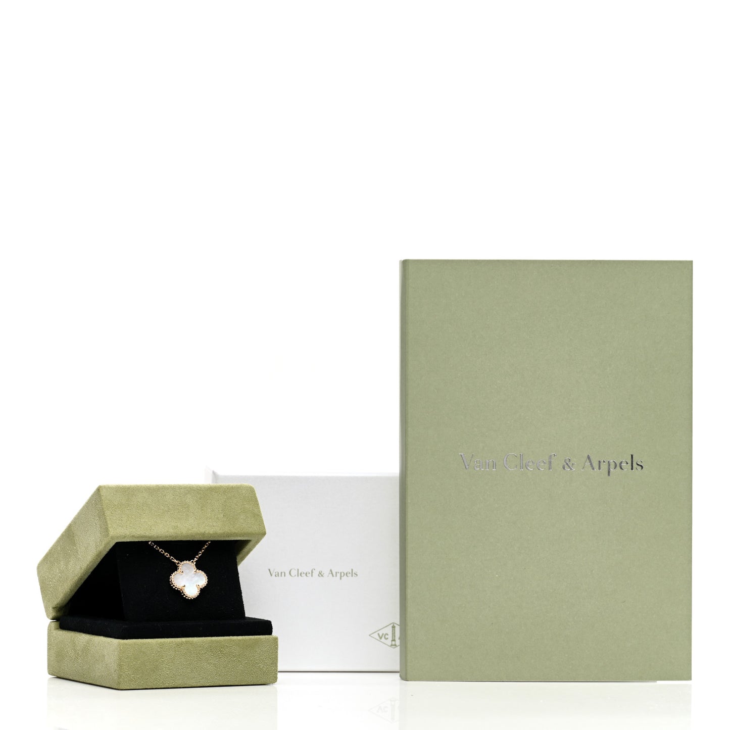 18K Rose Gold Mother of Pearl Vintage Alhambra Pendant Necklace