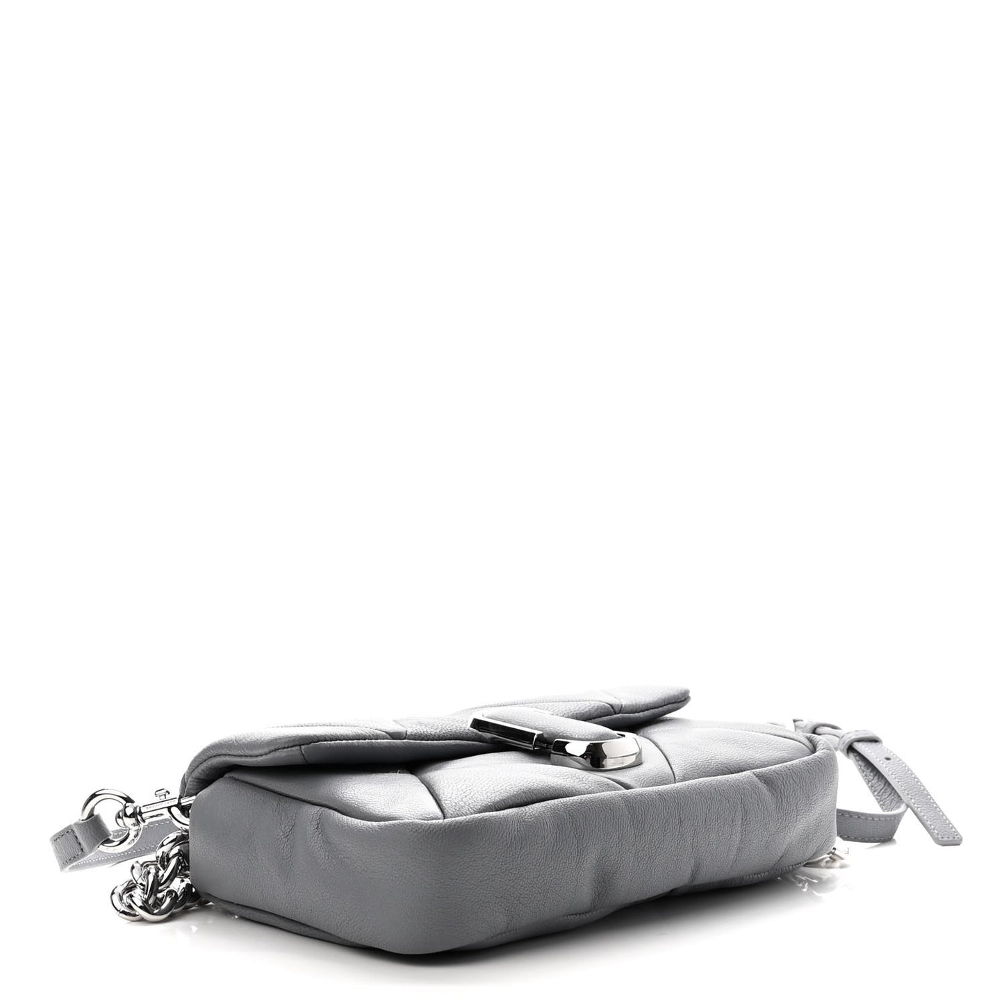 Goatskin Quilted J The Puffy Diamond Shoulder Bag Wolf Grey