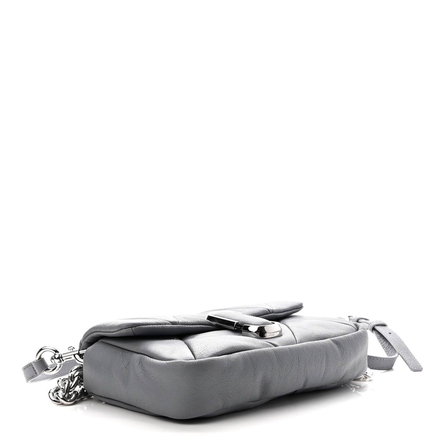 Marc Jacobs Goatskin Quilted J The Puffy Diamond Shoulder Bag Wolf Grey 4 of 10