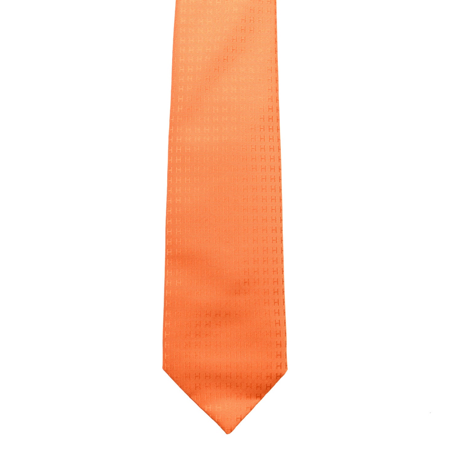Hermes Silk Mens Faconee H Tie Orange Vif 2 of 4