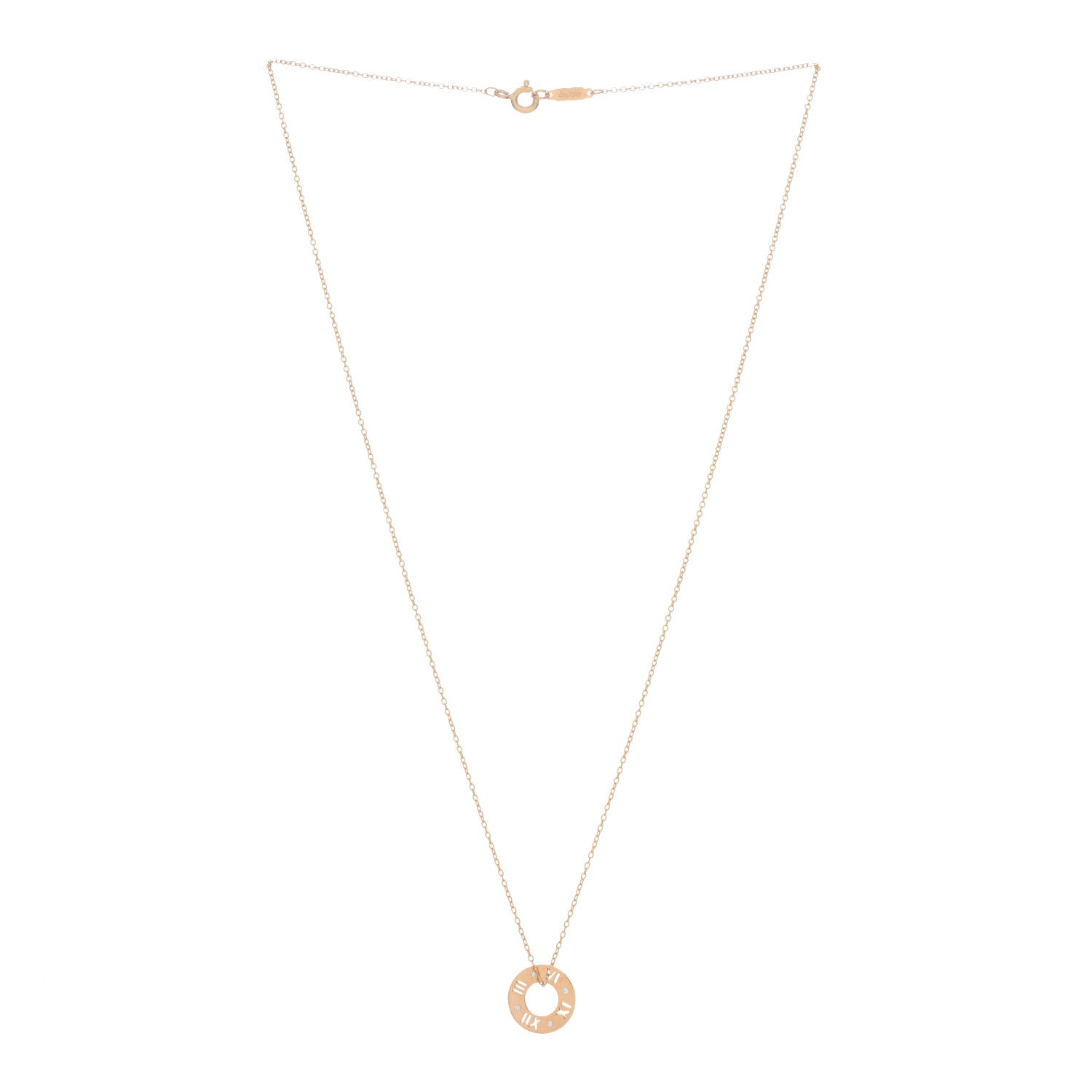 Tiffany 18K Rose Gold Diamond Atlas Pierced Pendant Necklace 2 of 3