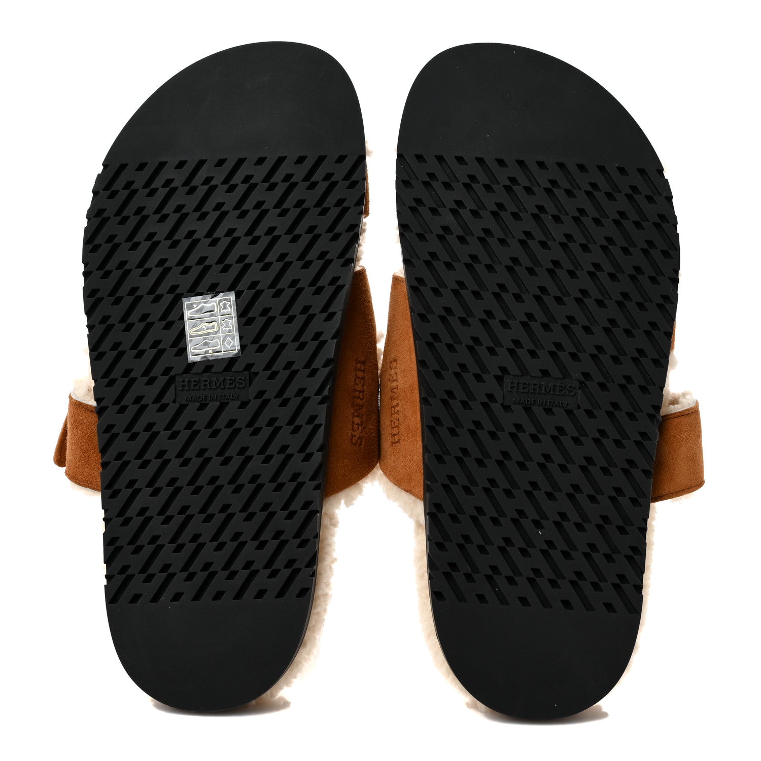 Hermes Suede Goatskin Woolskin Womens Chypre Sandals 36 Brun Fume Ecru 5 of 7