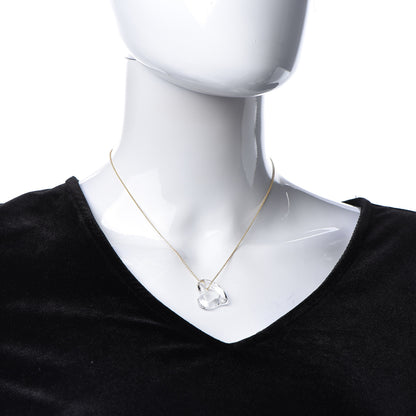 Tiffany 18K Yellow Gold Rock Crystal Quartz Elsa Peretti Open Heart Necklace 2 of 6