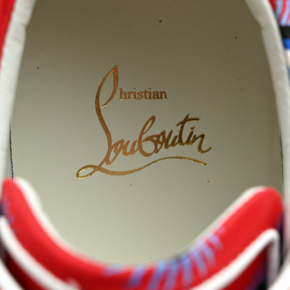 Christian Louboutin Crepe Satin Nappa Womens Vieira Orlato Flat Sneakers 38 Bianco Multi 7 of 8