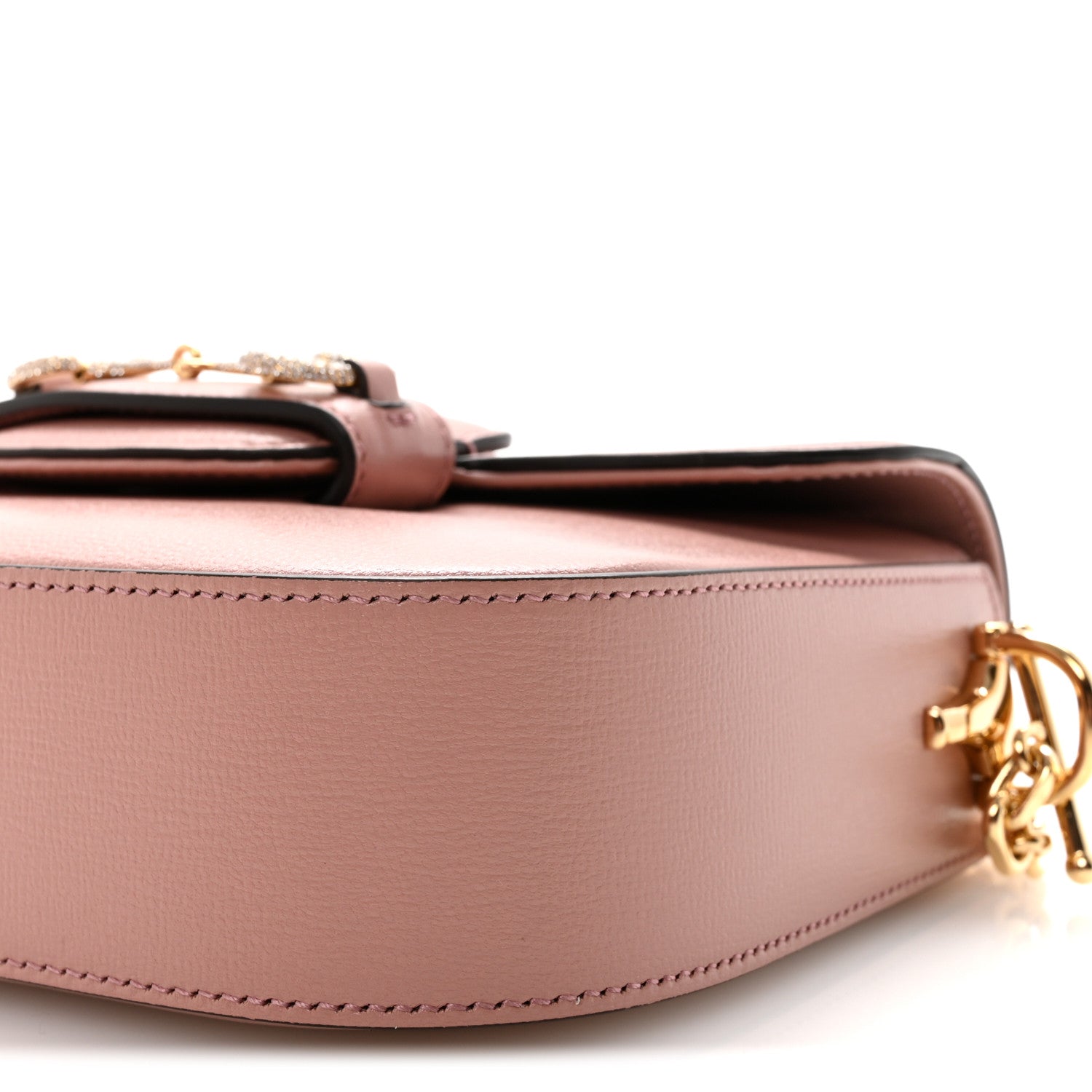 Gucci Azalea Calfskin Crystal GG Monogram Mini Horsebit 1955 Shoulder Bag Pink 10 of 10