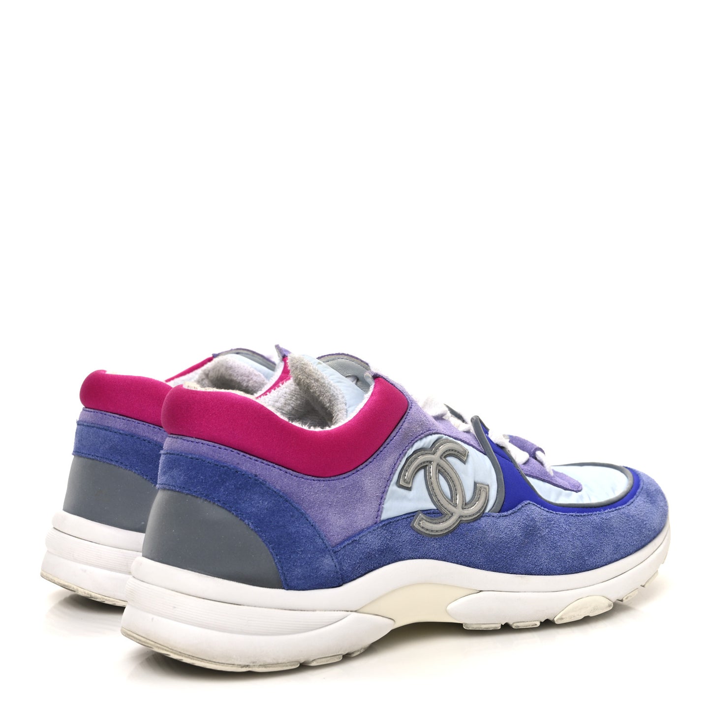 Nylon Calfskin Suede CC Womens Sneakers 39.5 Light Blue