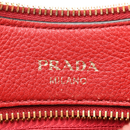 Prada Vitello Phenix Zippered Messenger Hobo Rosso 6 of 11