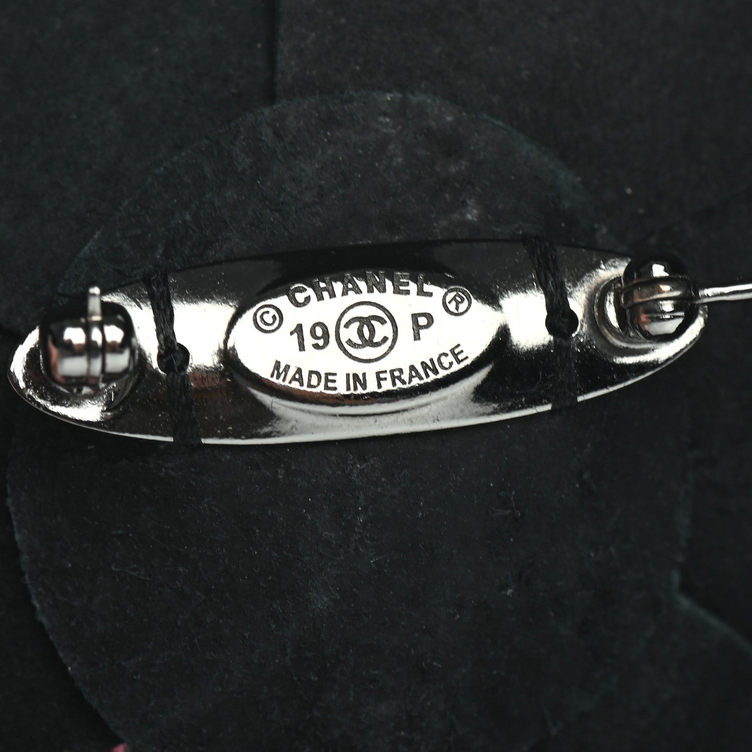 Chanel Lambskin Camellia Printed CC Pin Brooch Black Multicolor 4 of 4