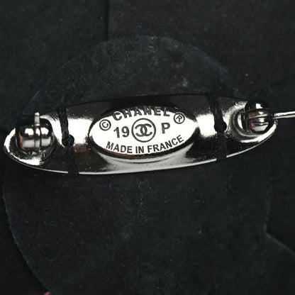 Chanel Lambskin Camellia Printed CC Pin Brooch Black Multicolor 4 of 4