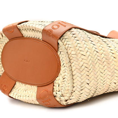 Chloe Raffia Smooth Calfskin Medium Sense Basket Caramel 9 of 10