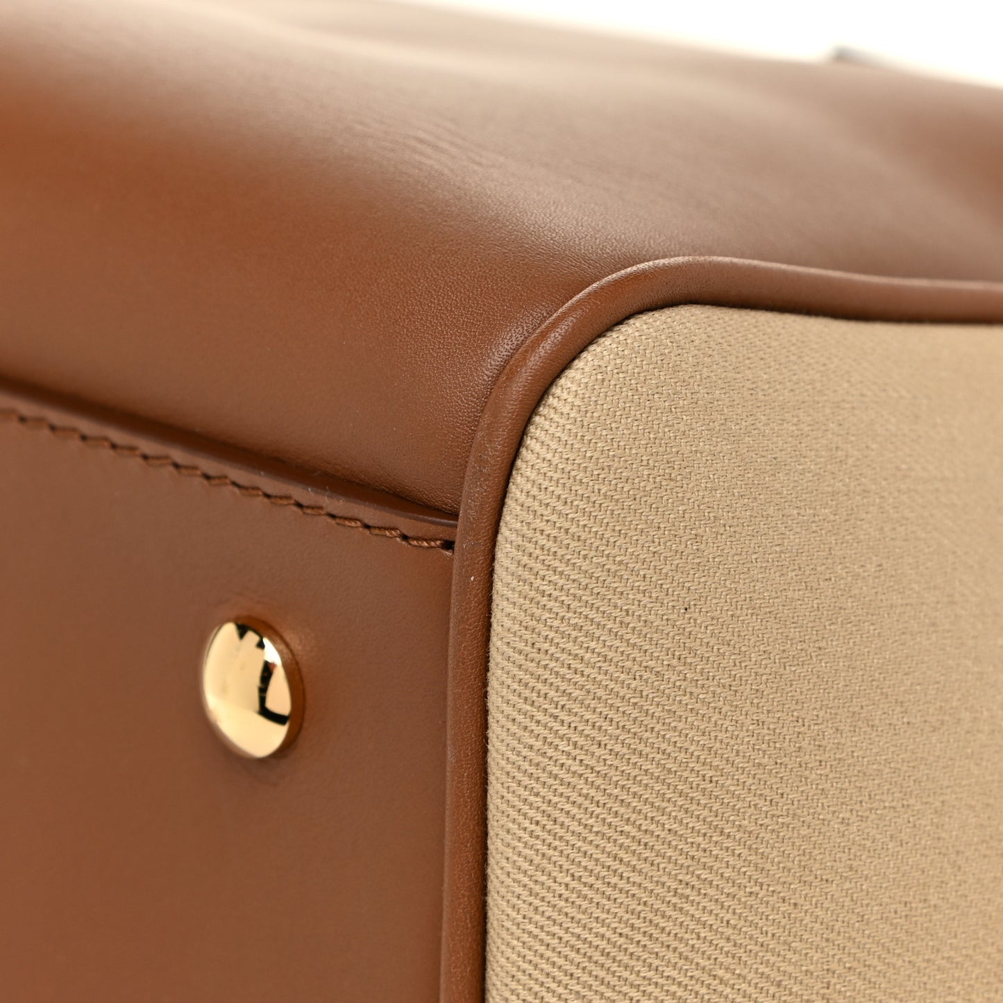 Calfskin Canvas Medium Cube Bowling Bag Malt Brown