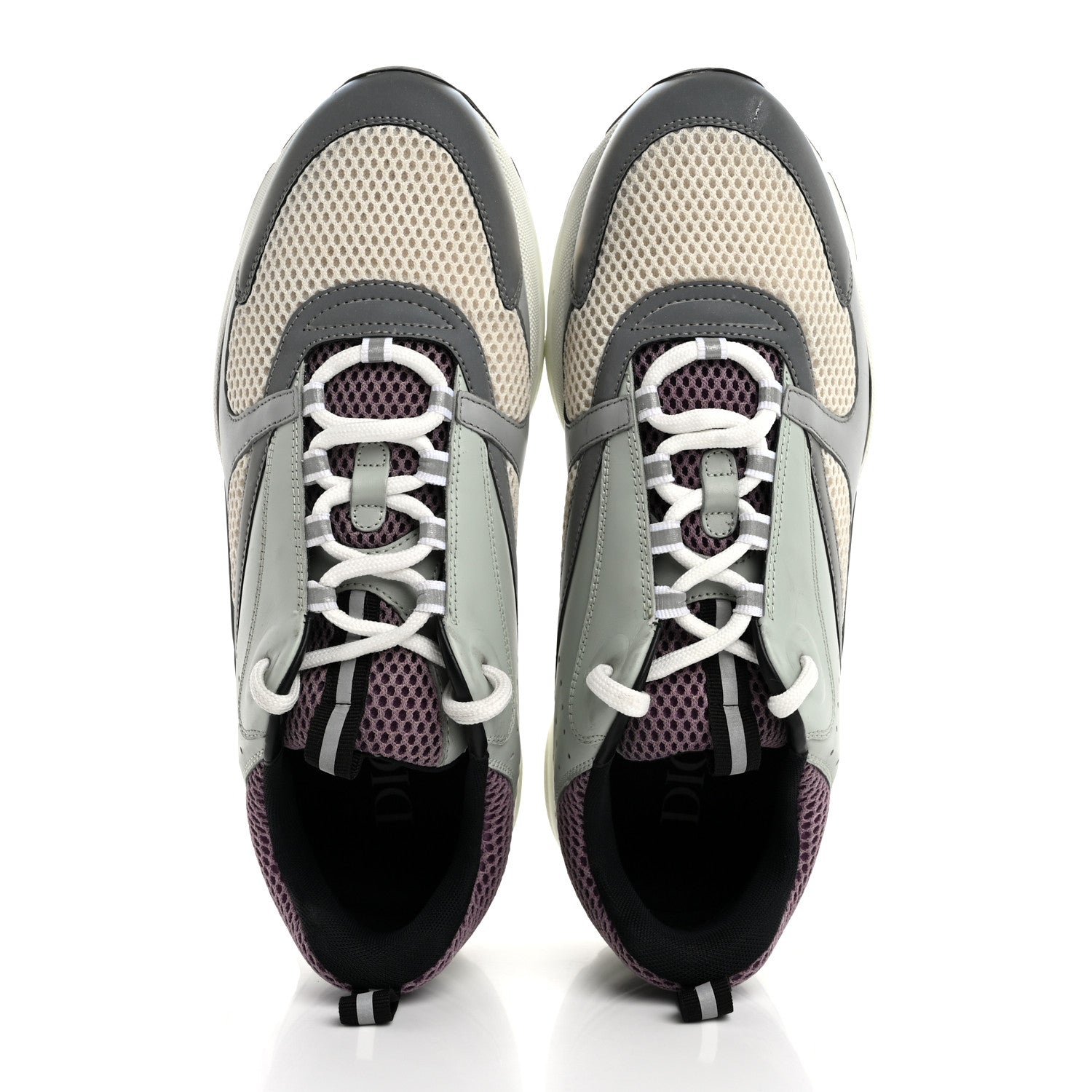 Christian Dior Technical Mesh Calfskin Mens B22 Sneakers 45 Cream Lavender 2 of 13