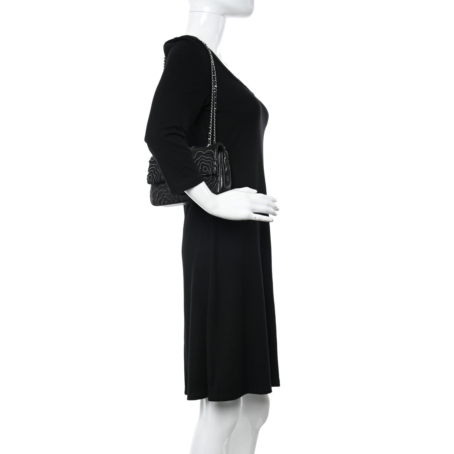 Chanel Lambskin Embroidered Camellia Follies Flap Black 2 of 13