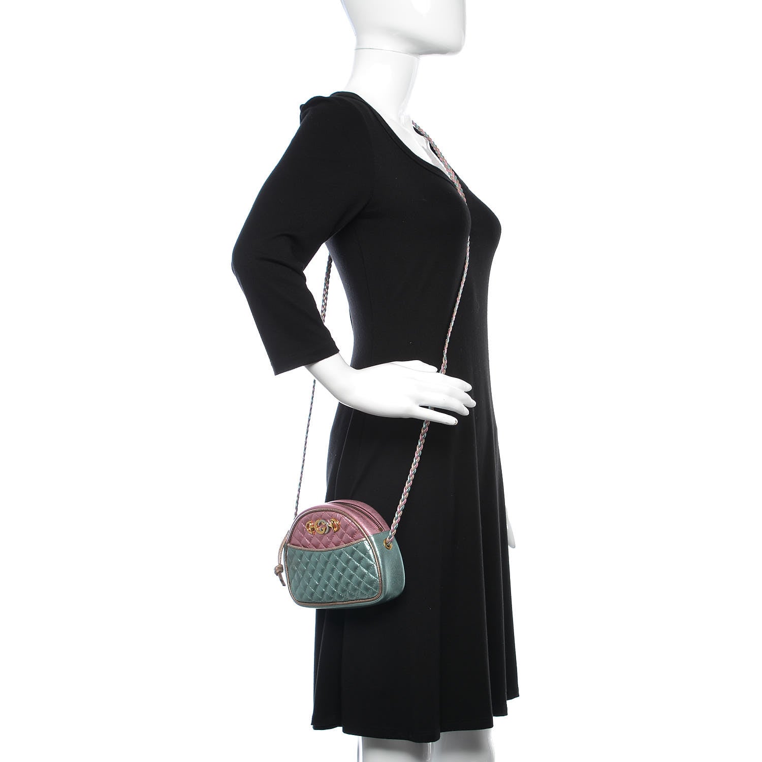Gucci Laminated Nappa Trapuntata Mini Zumi Dome Shoulder Bag Rosa Lago Rame 2 of 10