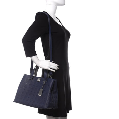 MCM Calfskin Ottomar Monogram Large Essential Tote Navy Blue 2 of 11