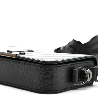 Off-White Saffiano Striped Mini Diag Binder Clip Bag Black White 10 of 11