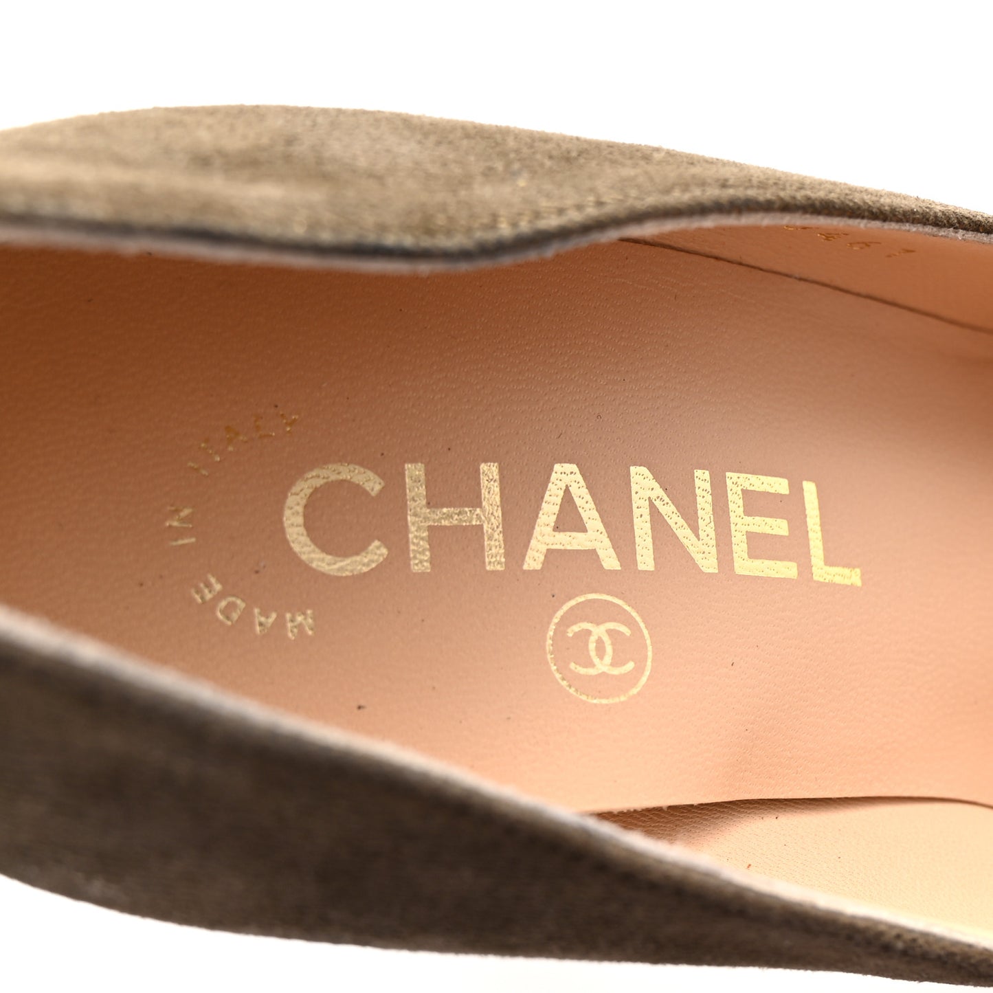 Metallic Fabric CC Cap Toe Pumps 38.5 Khaki Black
