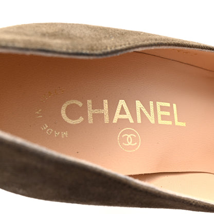 Chanel Metallic Fabric CC Cap Toe Pumps 38.5 Khaki Black 8 of 10