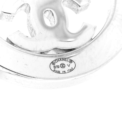 Chanel Crystal CC Round Earrings Silver 4 of 5
