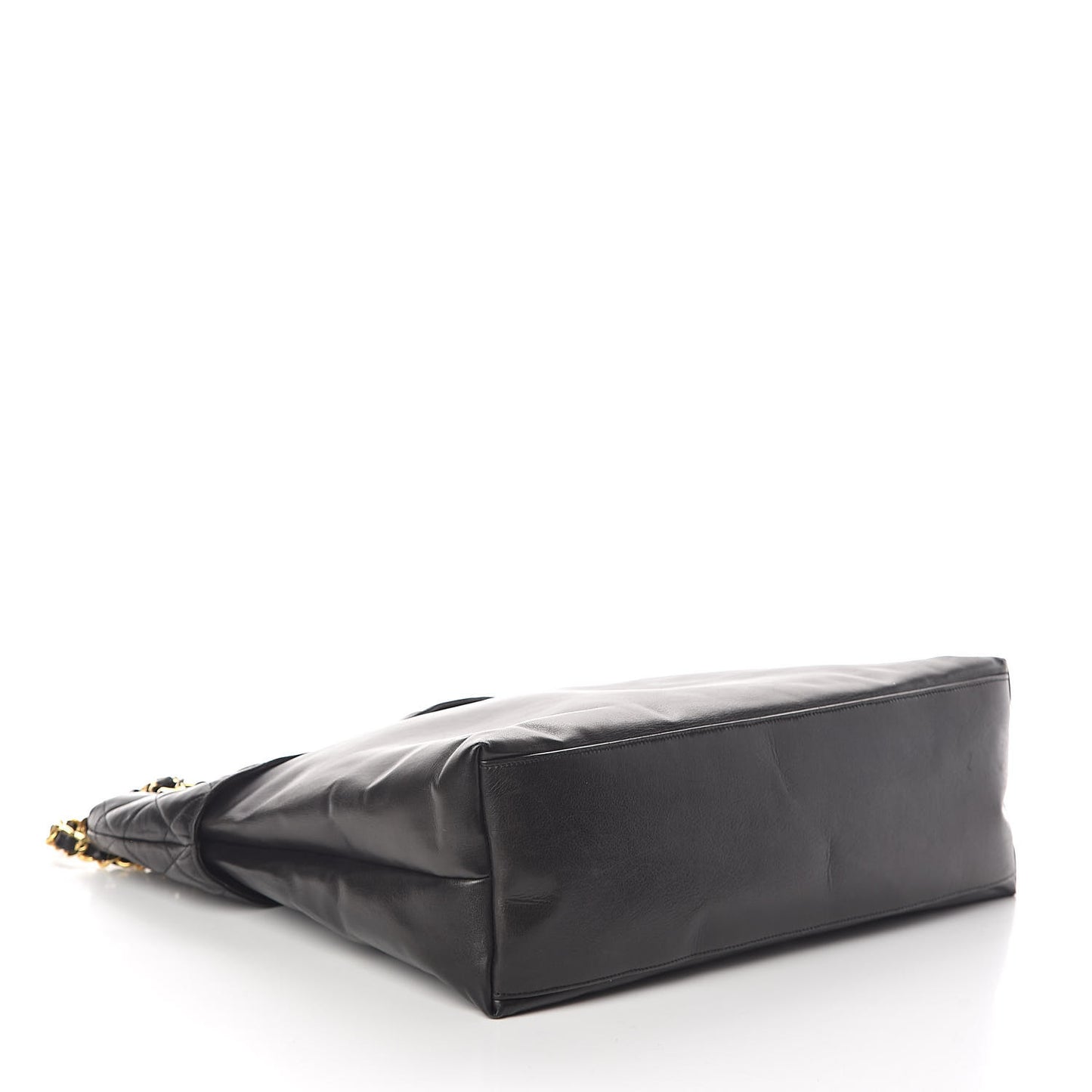 Calfskin Quilted Large Shoulder Bag Black