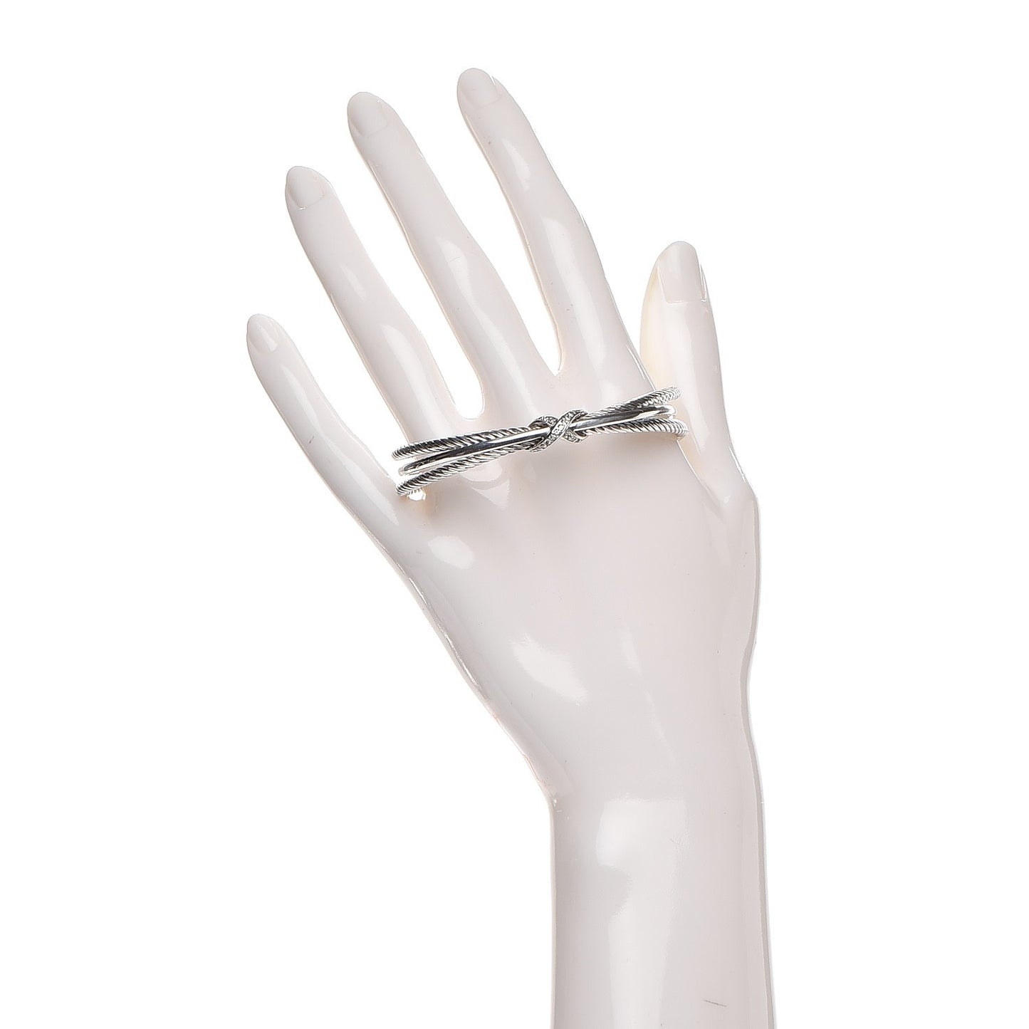 Sterling Silver Diamond 7mm X Crossover Cuff