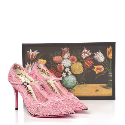 Gucci Lace Pizzo Venice Pumps 37 Sugar Pink 9 of 9