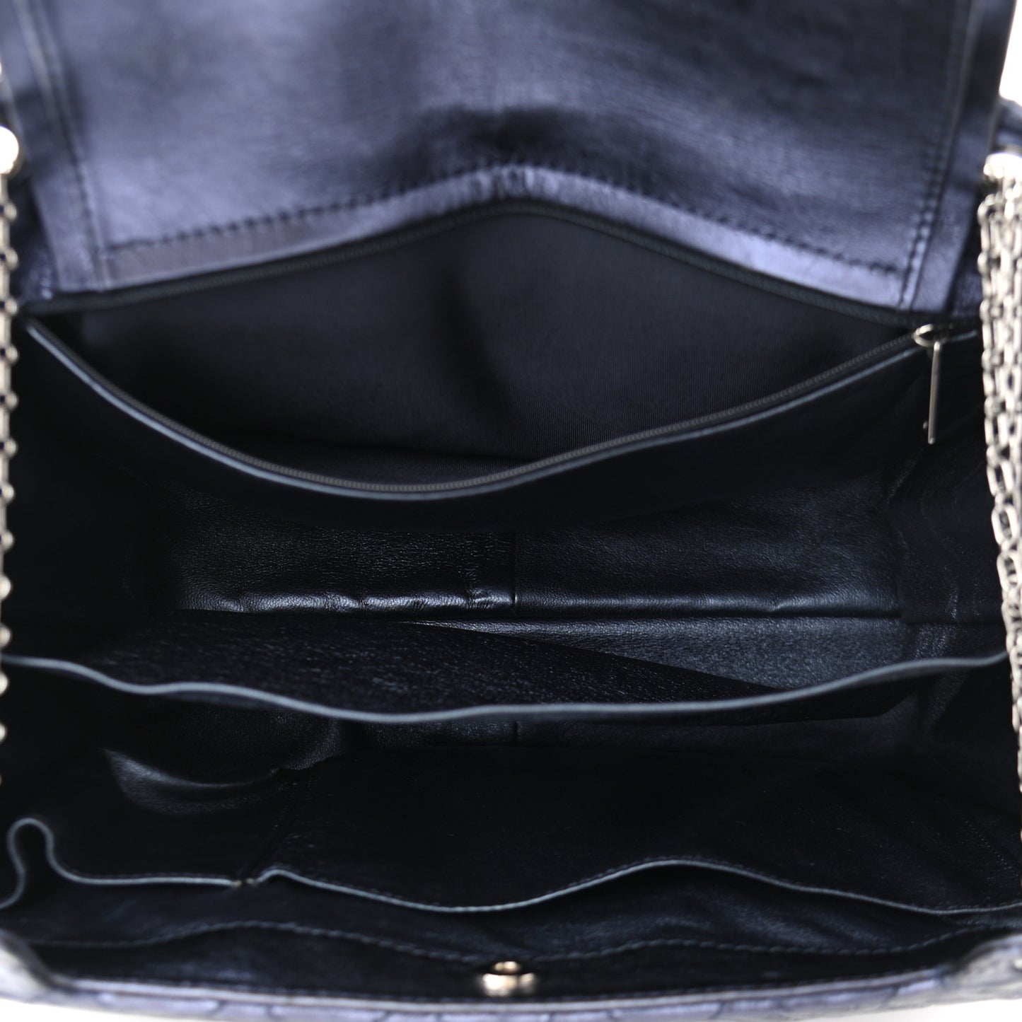 Metallic Calfskin Quilted XL Accordion Reissue Flap Navy