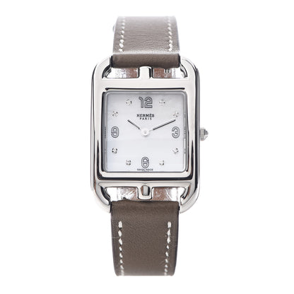 Hermes Stainless Steel Swift Diamond Mother of Pearl 23mm Cape Cod Quartz Watch Etoupe 1 of 7