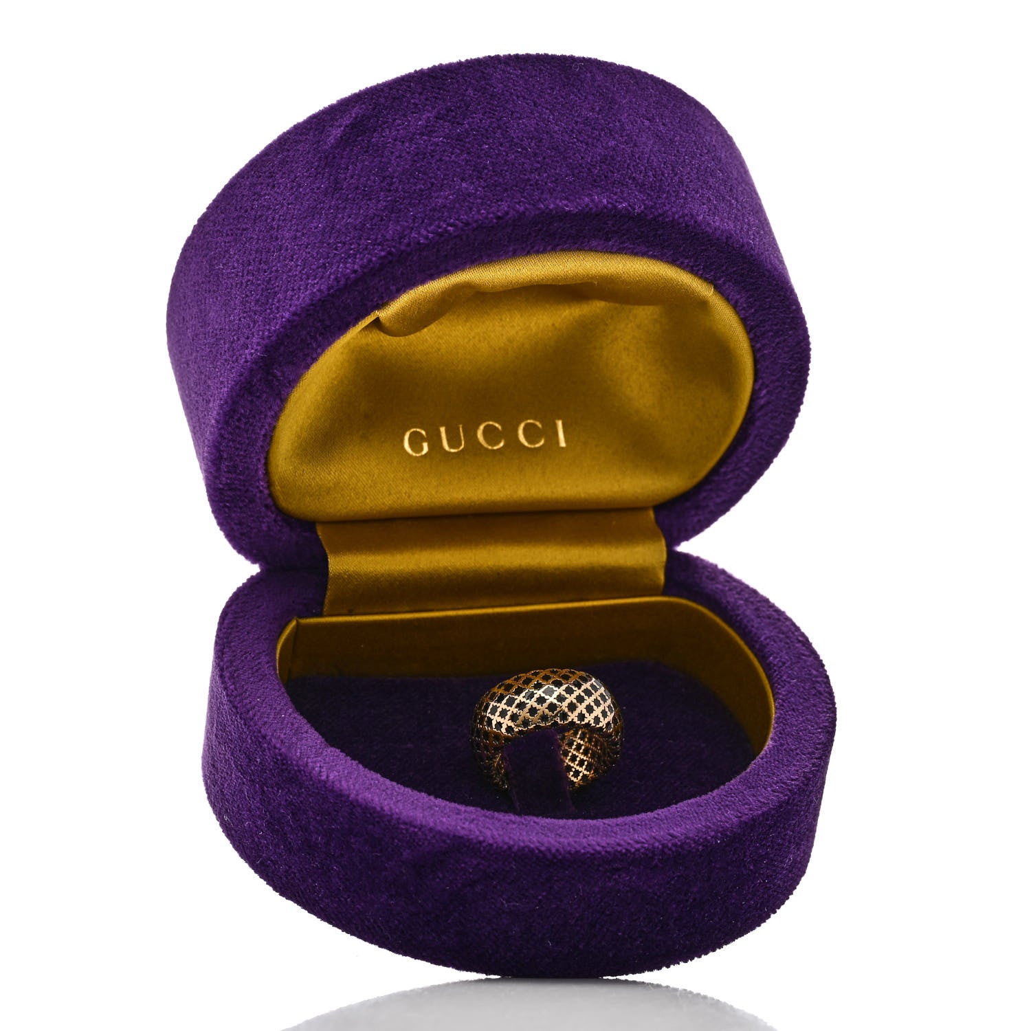 Gucci 18K Yellow Gold Enamel Diamantissima Ring 53 6.25 Black 6 of 6